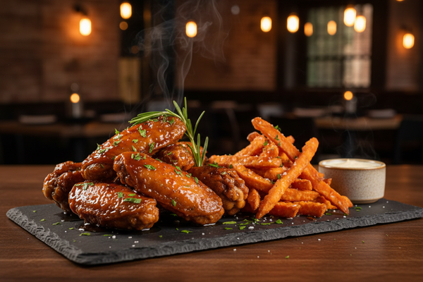 Bourbon Wings & Whiskey Maple Fries